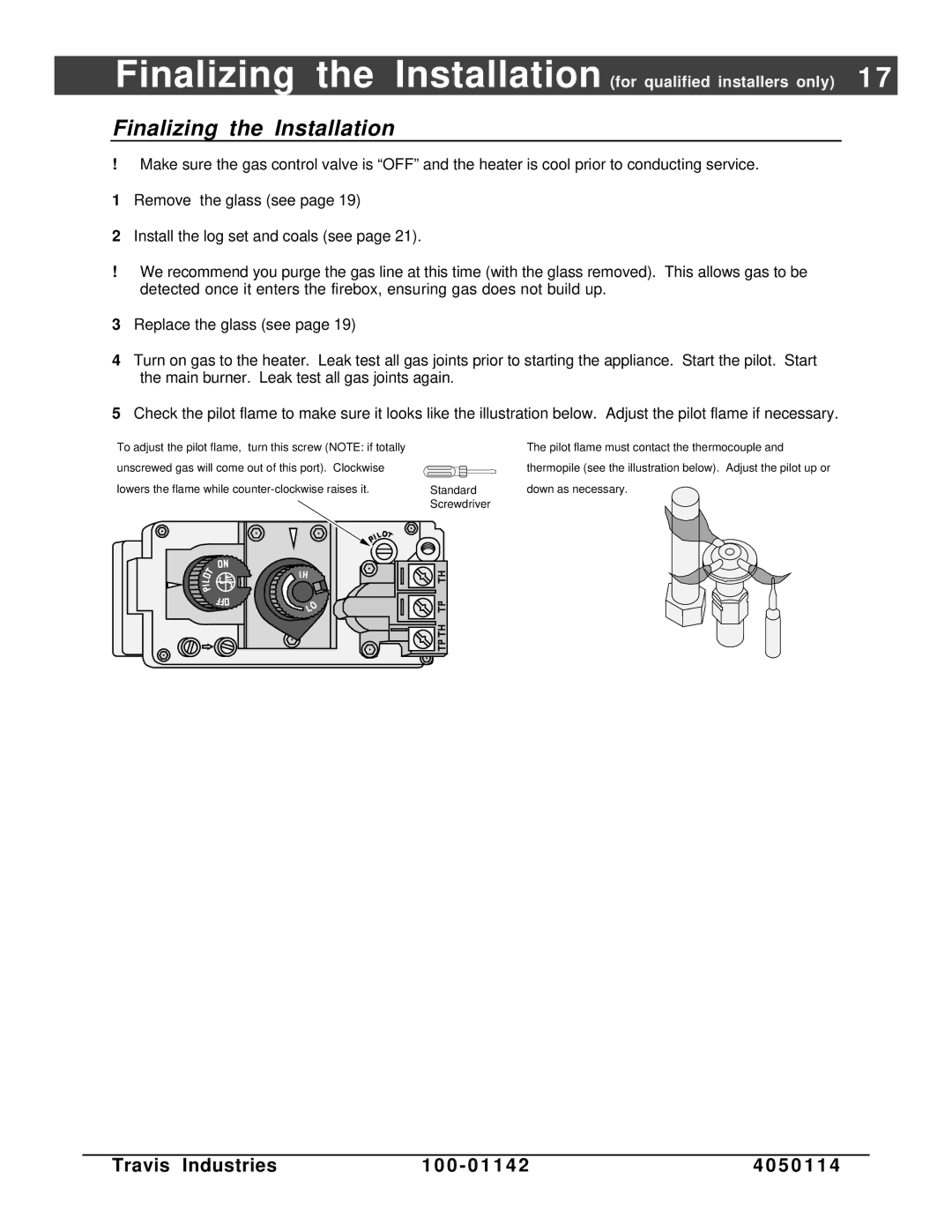 Lopi Direct Vent Freestanding Stove owner manual Finalizing the Installation 