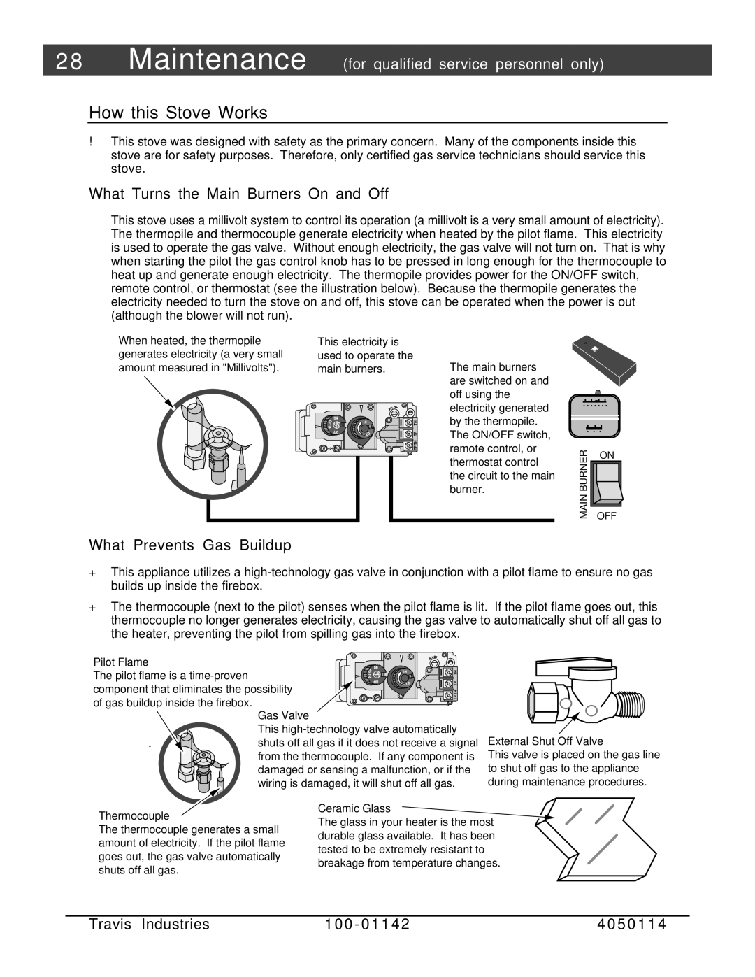 Lopi Direct Vent Freestanding Stove owner manual How this Stove Works, What Turns the Main Burners On and Off 