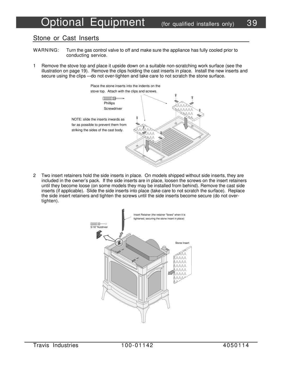 Lopi Direct Vent Freestanding Stove owner manual Stone or Cast Inserts 