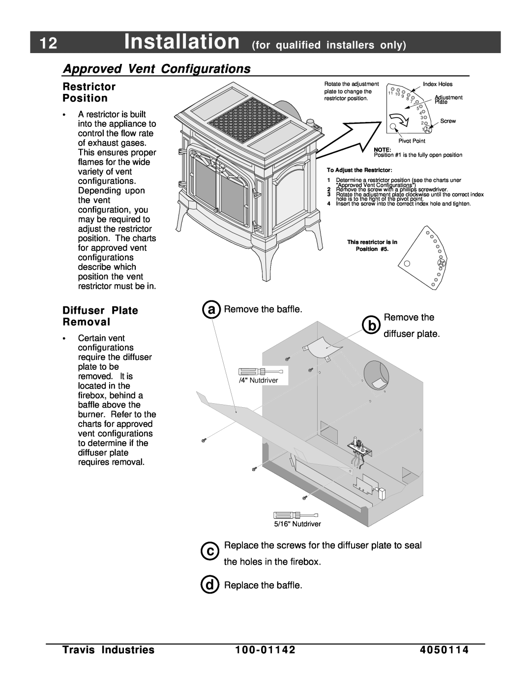 Lopi Direct Vent Freestanding Stove owner manual Approved Vent Configurations, Installation for qualified installers only 