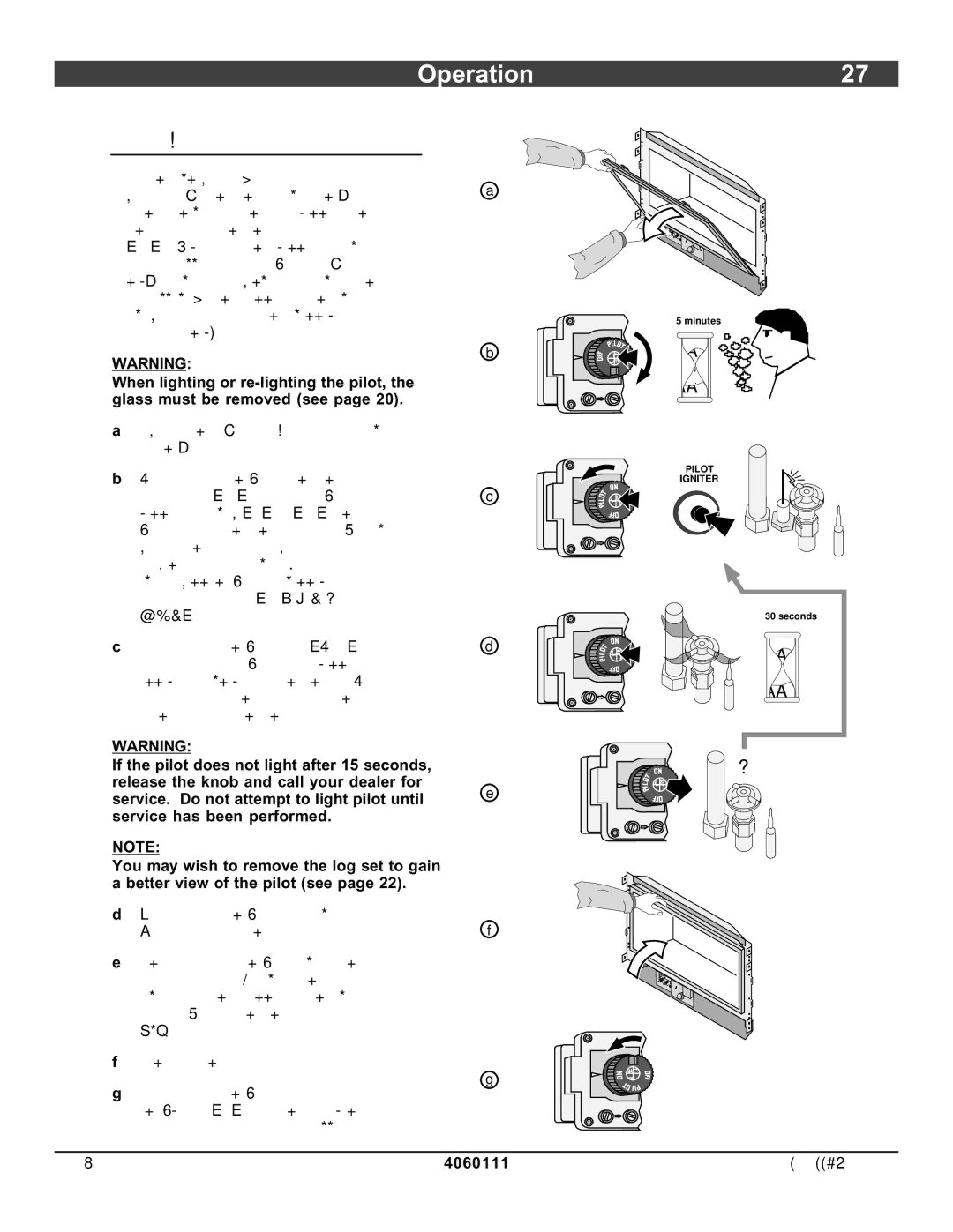 Lopi DVL Insert EF II owner manual Operation, Starting The Pilot Flame 