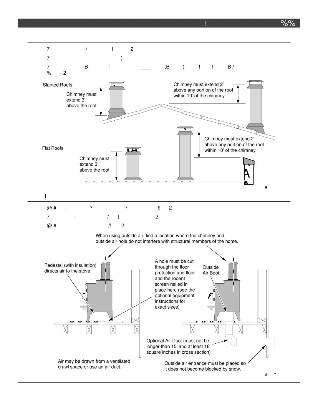 Lopi Endeavor owner manual Chimney Termination Requirements, Outside Air Requirements 