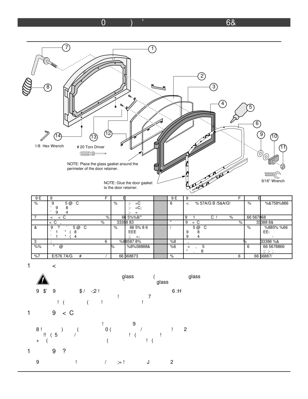 Lopi Endeavor owner manual Door Parts, Replacing the Glass, Replacing the Door Gasket, Replacing the Door Handle 