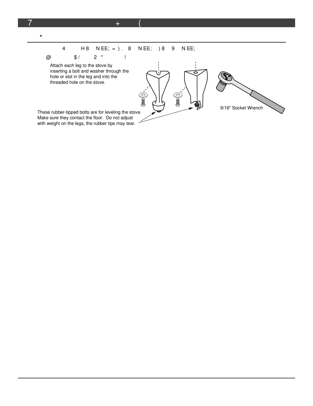 Lopi Endeavor owner manual Stove Leg Installation 