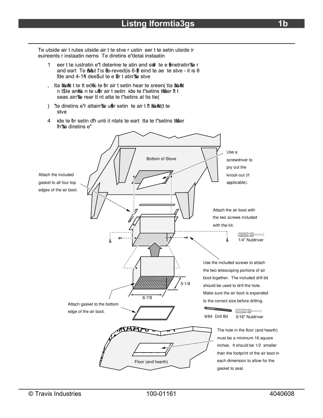 Lopi Endeavor owner manual Outside Air Boot Installation Part number 