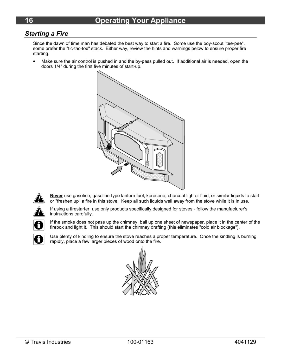 Lopi Freedom Bay Fireplace Insert owner manual Starting a Fire 