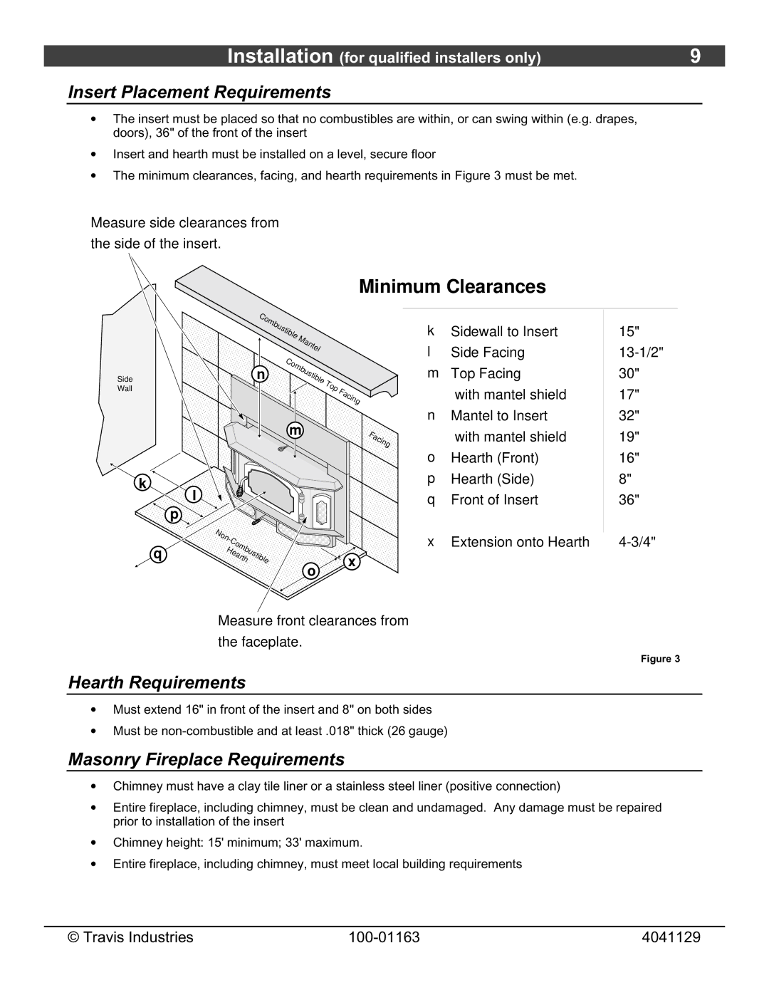 Lopi Freedom Bay Fireplace Insert Insert Placement Requirements, Hearth Requirements, Masonry Fireplace Requirements 