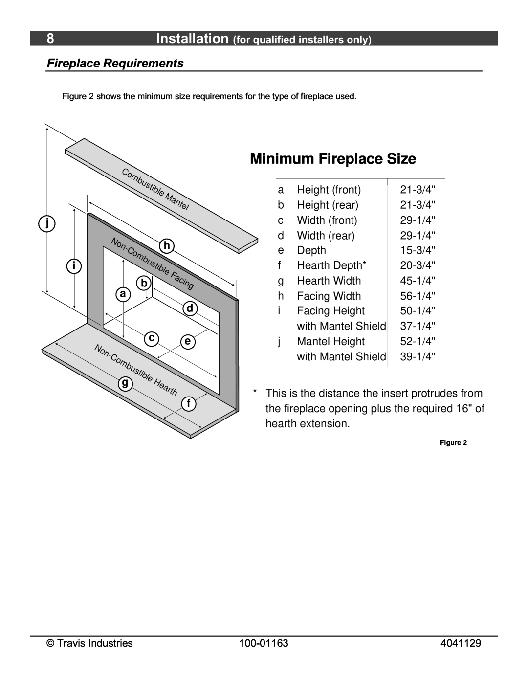 Lopi Freedom Bay Fireplace Insert owner manual Minimum Fireplace Size, Fireplace Requirements, Mantel, Hearth 