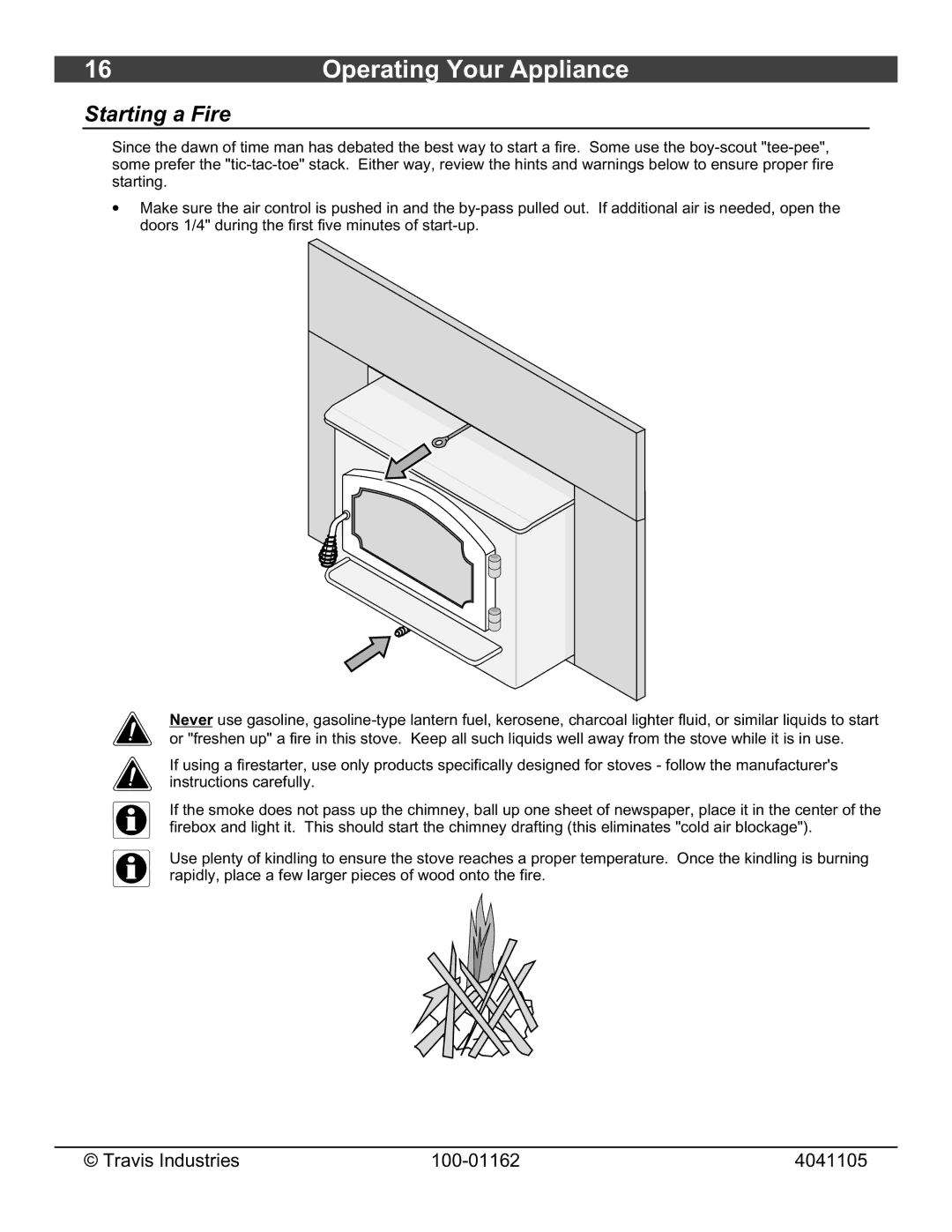 Lopi Freedom Fireplace Insert owner manual Starting a Fire 