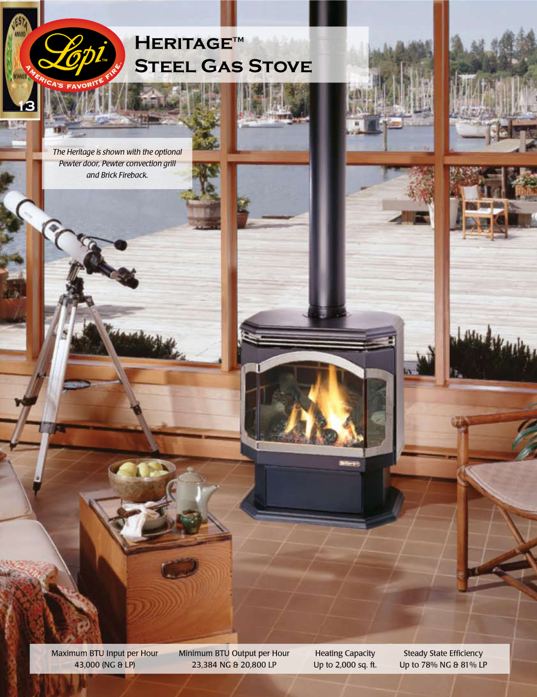 Lopi Gas Stove And Fireplace manual Heritagetm Steel GAS Stove 