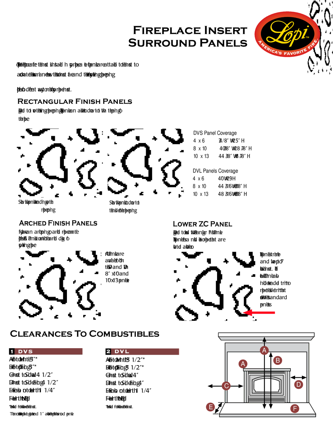 Lopi Gas Stove And Fireplace manual Fireplace Insert Surround Panels, Rectangular Finish Panels, Arched Finish Panels 