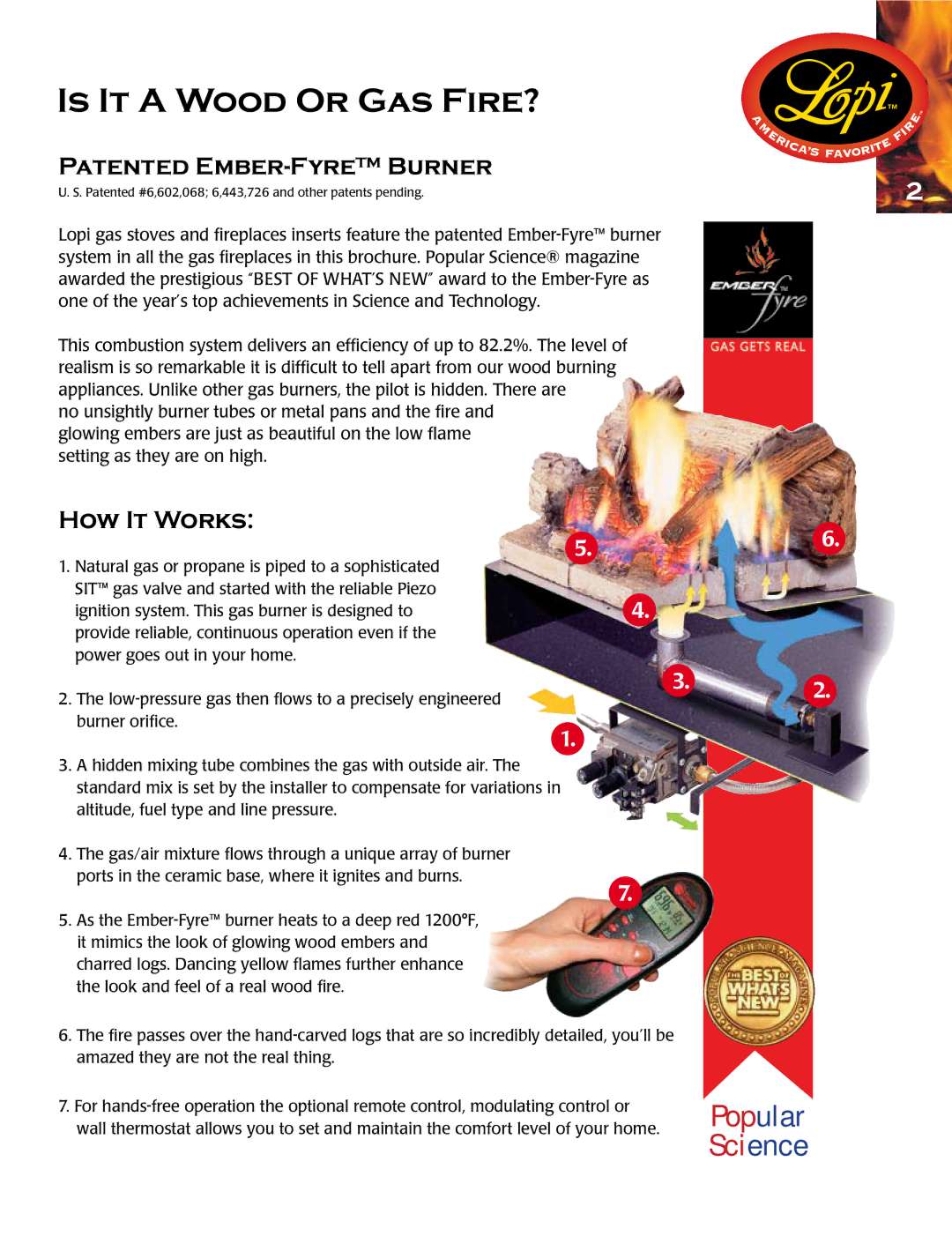 Lopi Gas Stove And Fireplace manual Is IT a Wood or GAS FIRE?, Patented EMBER-FYRE Burner 