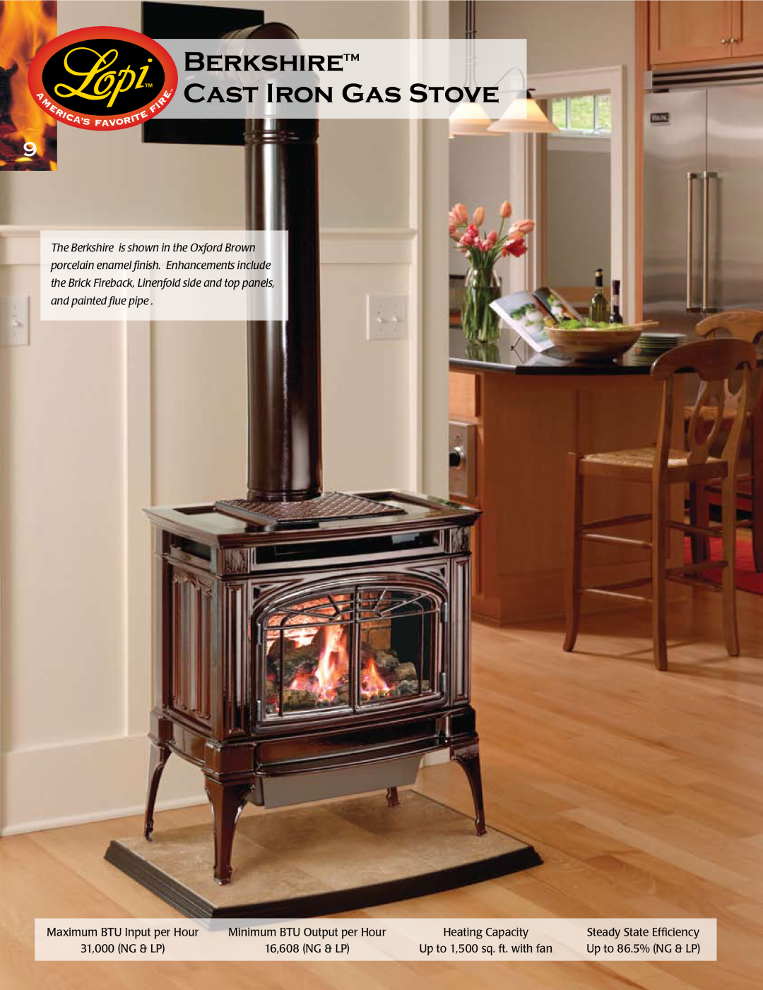 Lopi Gas Stove And Fireplace Berkshiretm Cast Iron Gas Stove, Maximum BTU Input per Hour, Minimum BTU Output per Hour 