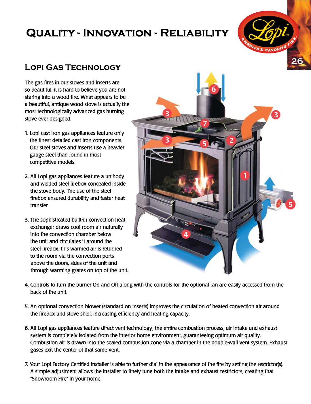 Lopi Gas Stove And Fireplace manual Quality - Innovation - Reliability, Lopi Gas Technology, 7 3 5 1 5 4 