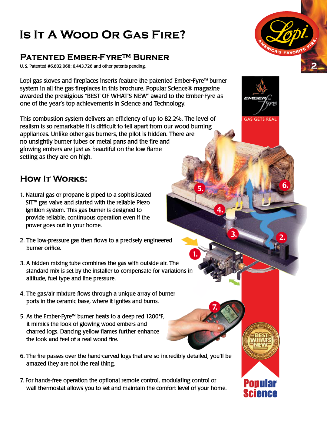 Lopi Gas Stove And Fireplace Is It A Wood Or Gas Fire?, Patented Ember-Fyreburner, How It Works, 6 4 3, Popular Science 
