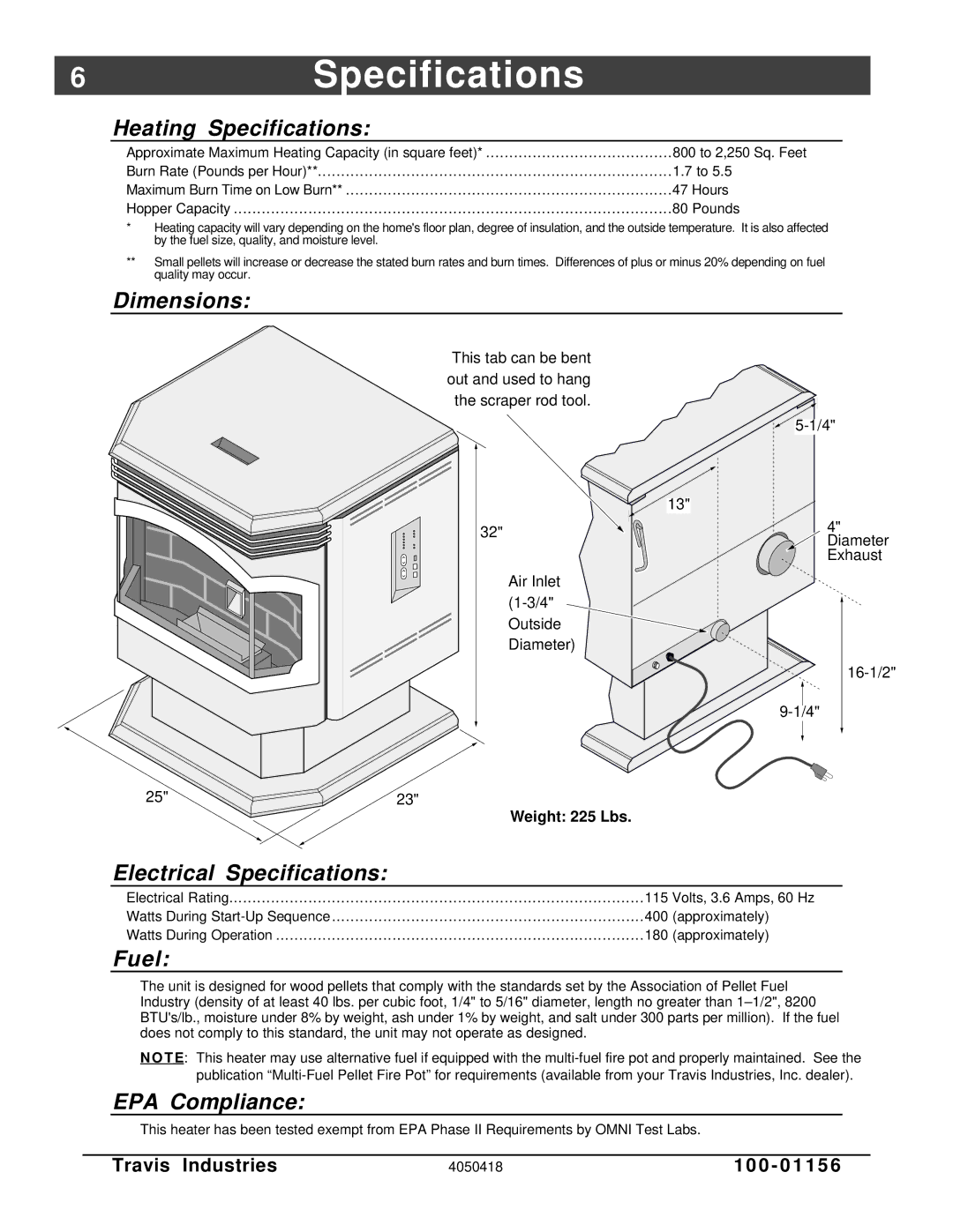 Lopi Horizontal Or Vertical Vent Freestanding Stove Yankee Pellet Stove manual Specifications 