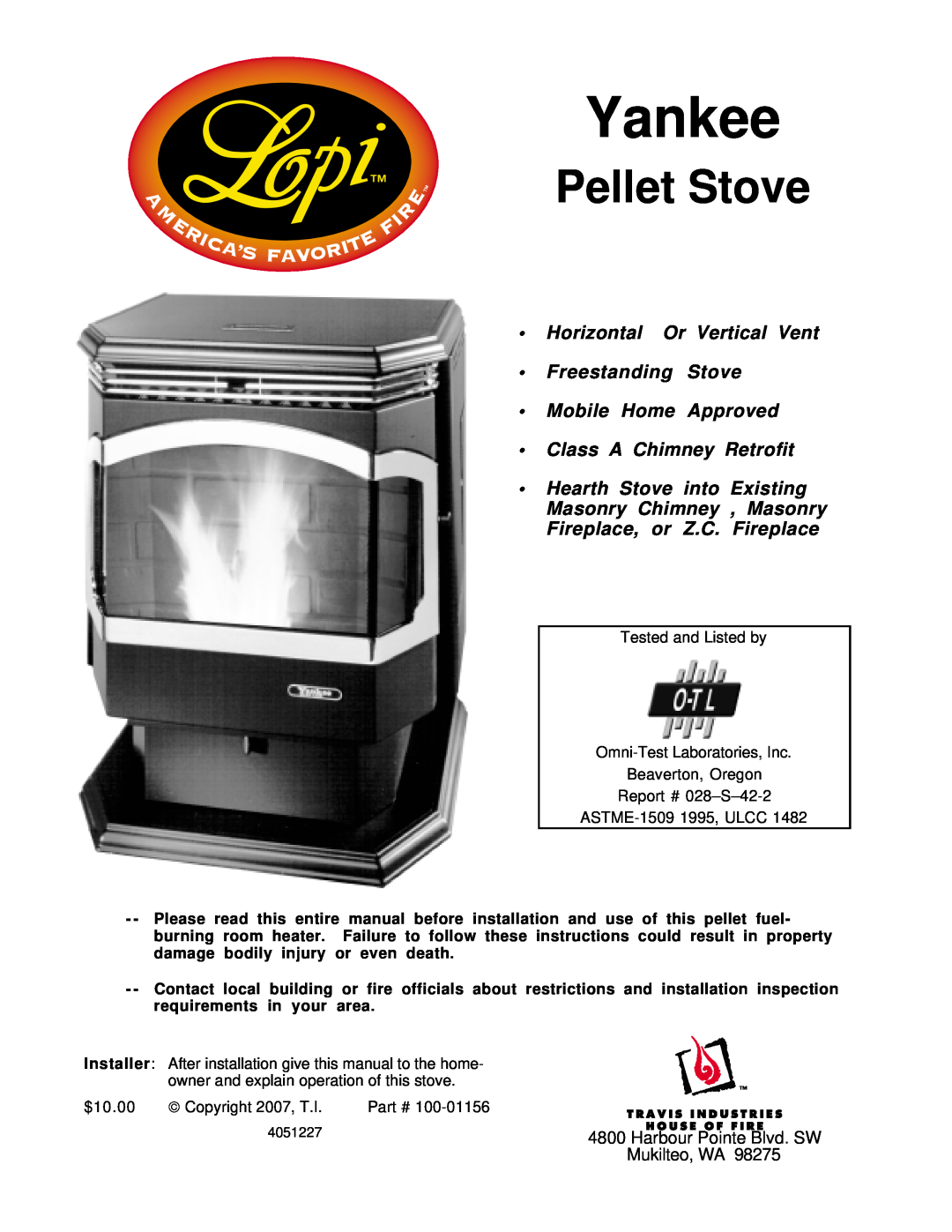 Lopi Horizontal Or Vertical Vent Freestanding Stove Yankee Pellet Stove manual Freestanding Stove Mobile Home Approved 