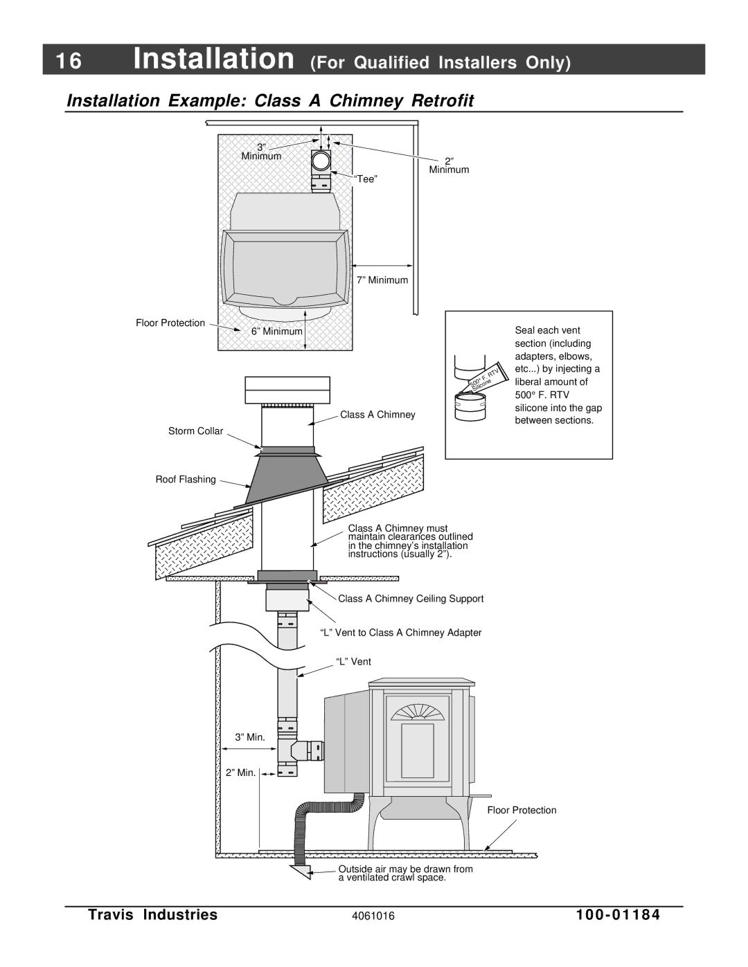 Lopi Leyden Pellet Stove manual Installation Example Class a Chimney Retrofit 