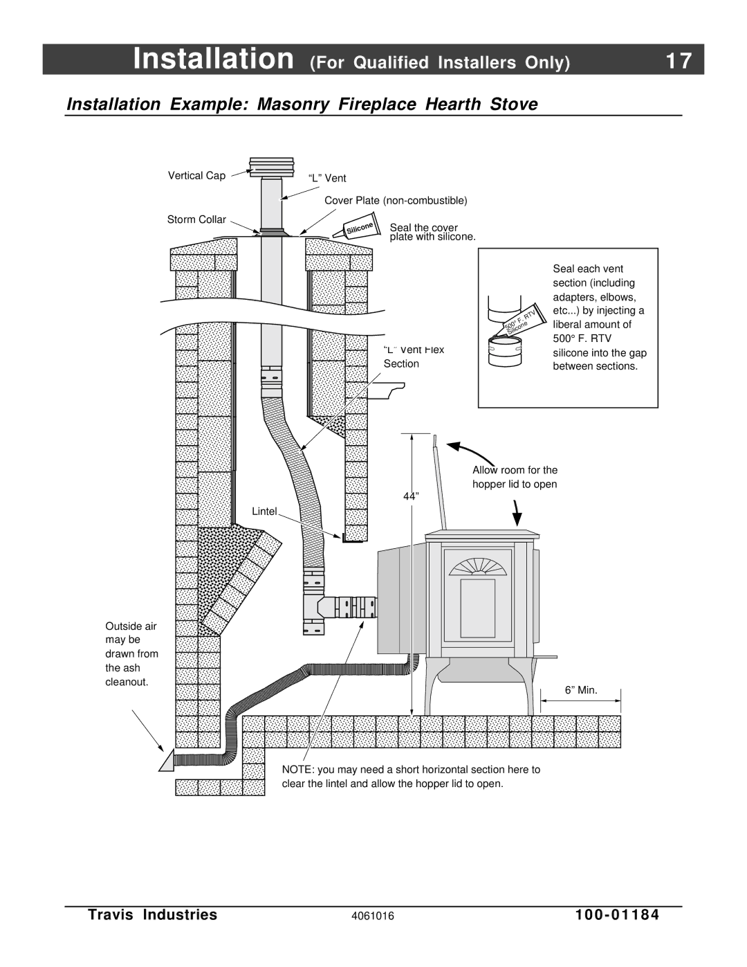 Lopi Leyden Pellet Stove manual Installation Example Masonry Fireplace Hearth Stove 