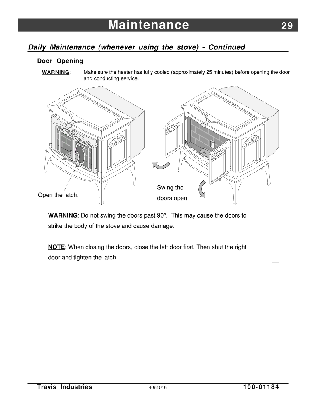 Lopi Leyden Pellet Stove manual Door Opening 