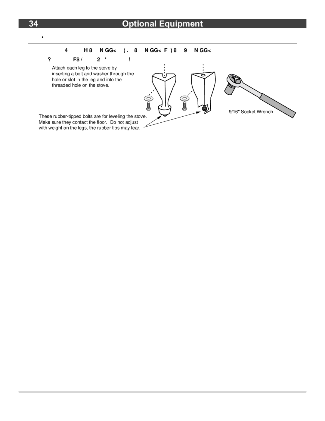 Lopi Liberty Wood Stove owner manual Stove Leg Installation 