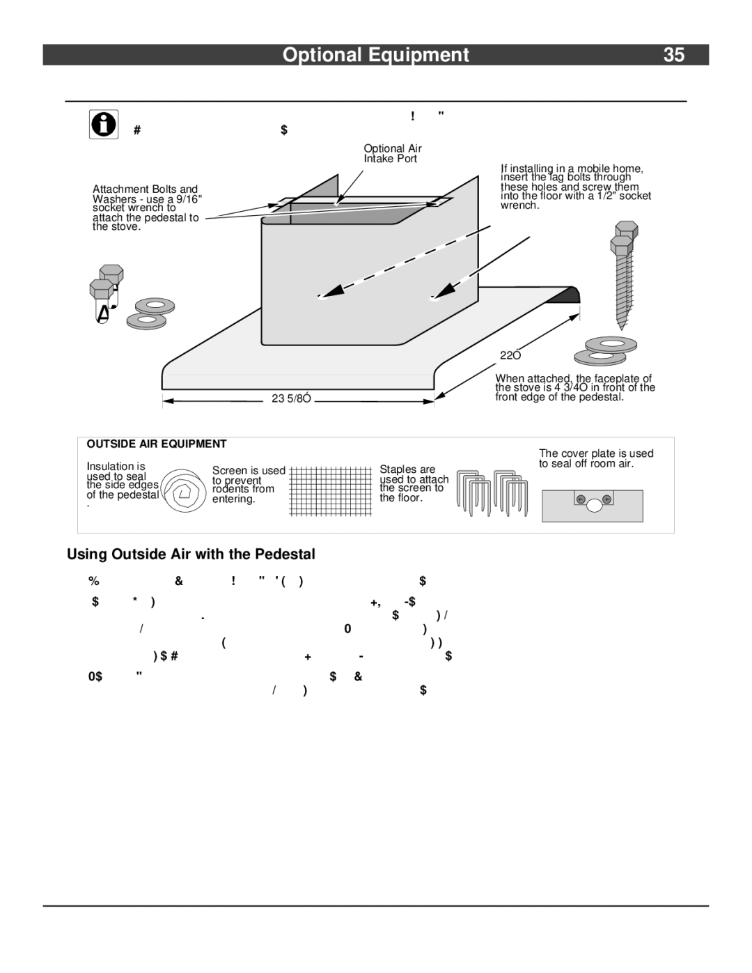 Lopi Liberty Wood Stove owner manual Using Outside Air with the Pedestal 