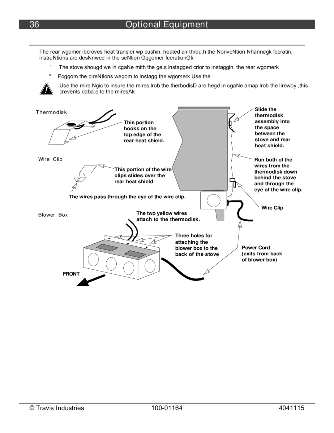 Lopi Liberty Wood Stove owner manual Rear Blower Installation, Wire Clip 