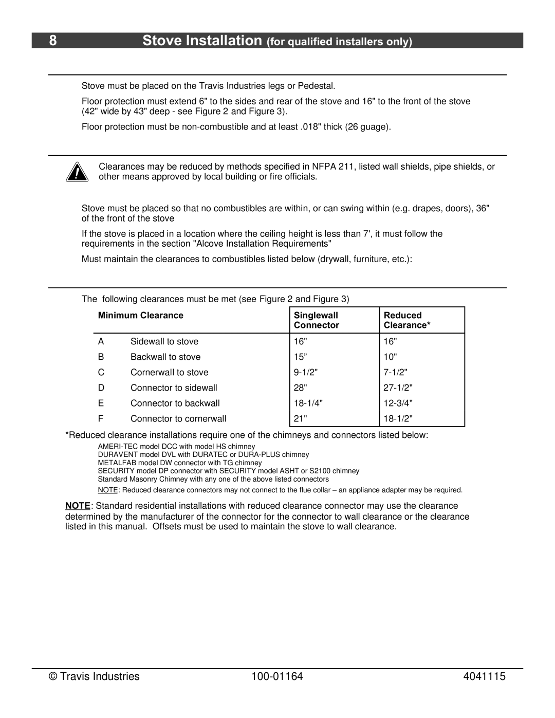 Lopi Liberty Wood Stove owner manual Floor Protection Requirements, Stove Placement Requirements, Clearances 