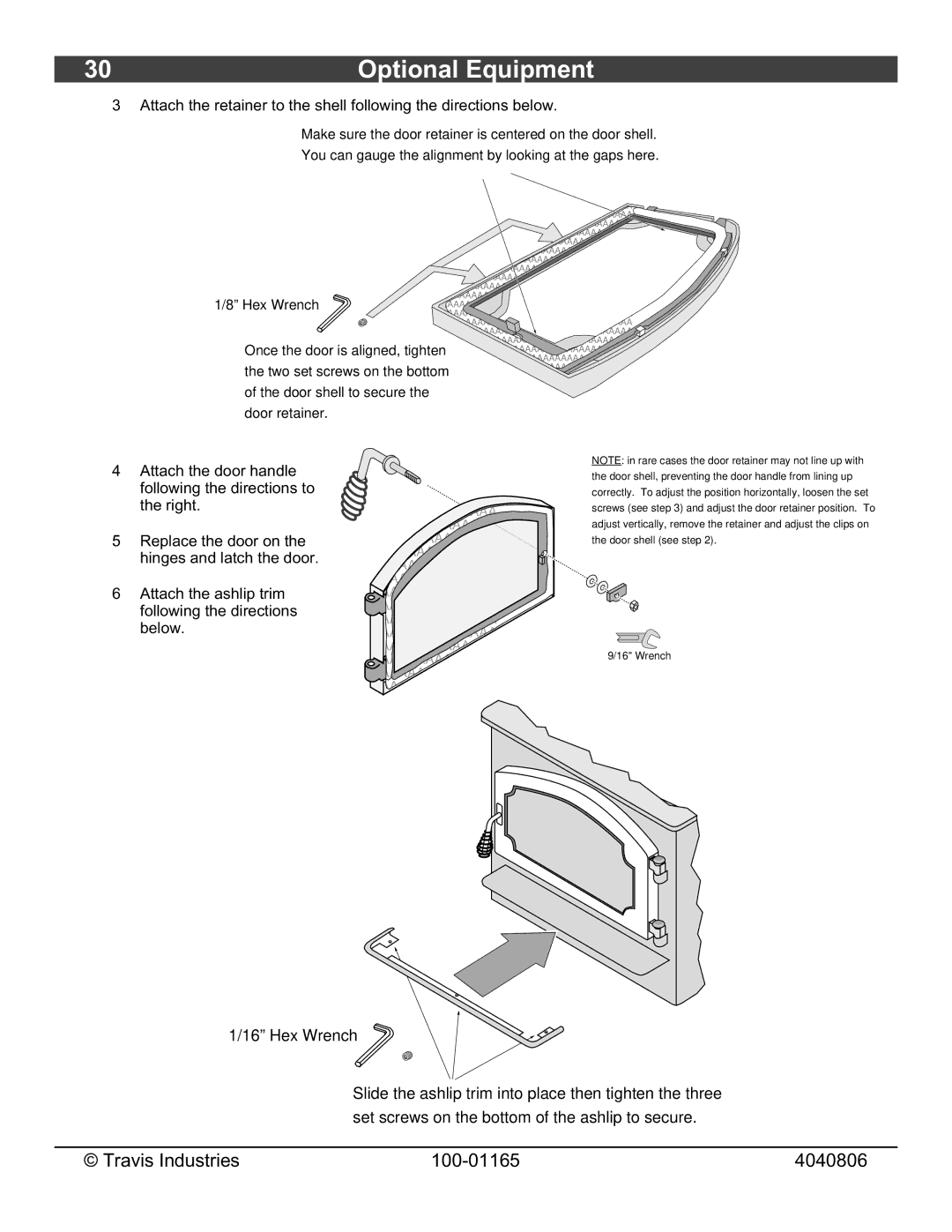 Lopi Revere owner manual Hex Wrench 