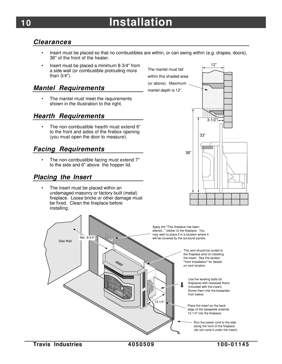 Lopi Yankee Bay Pellet Insert manual 0Installation 