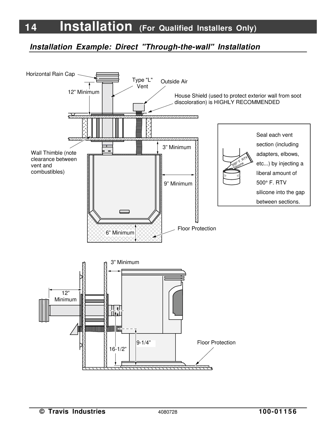 Lopi Yankee PS manual Installation Example Direct Through-the-wall Installation 