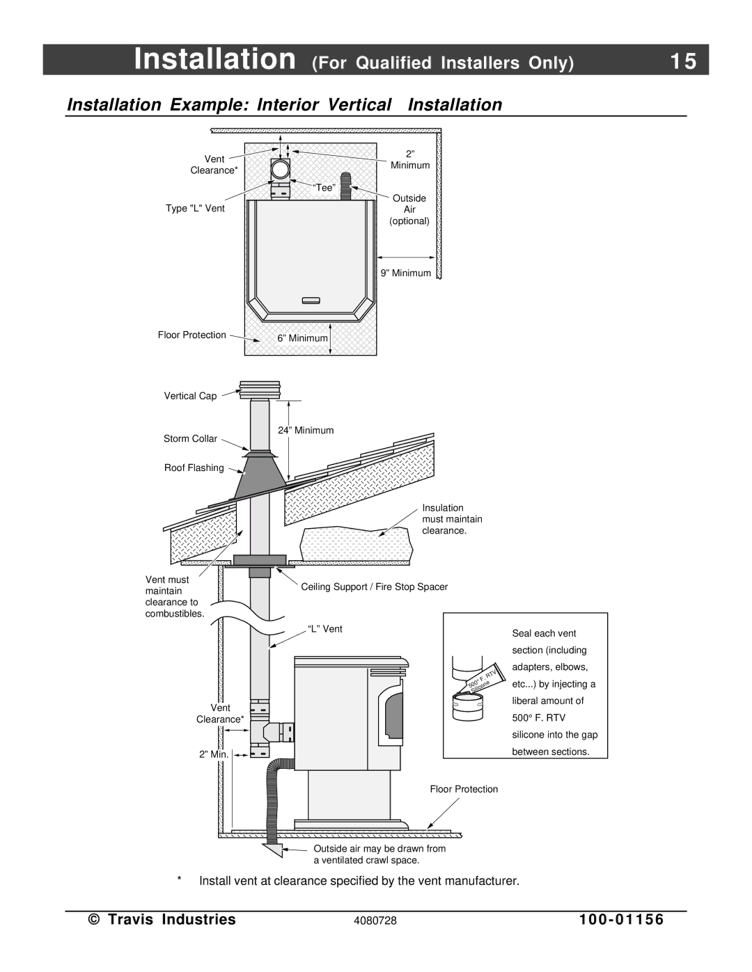 Lopi Yankee PS manual Installation Example Interior Vertical Installation 