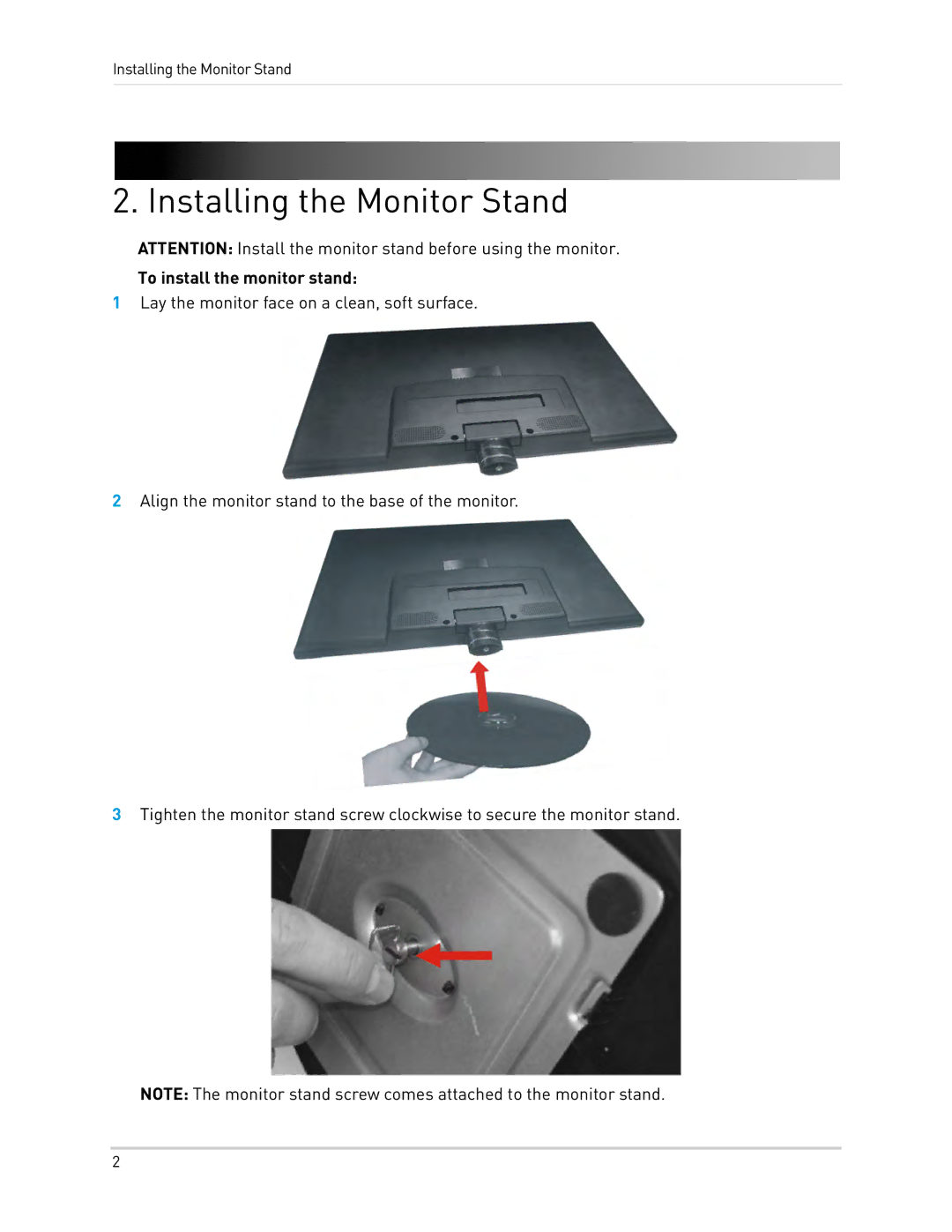 Lorex 24[sy] security surveillance monitor manual Installing the Monitor Stand, To install the monitor stand 