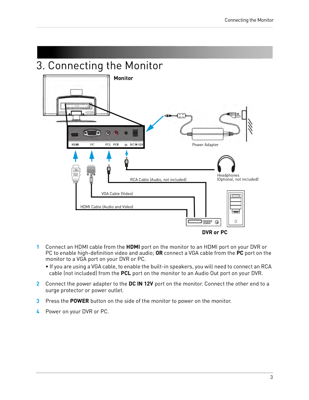 Lorex 24[sy] security surveillance monitor manual Connecting the Monitor 