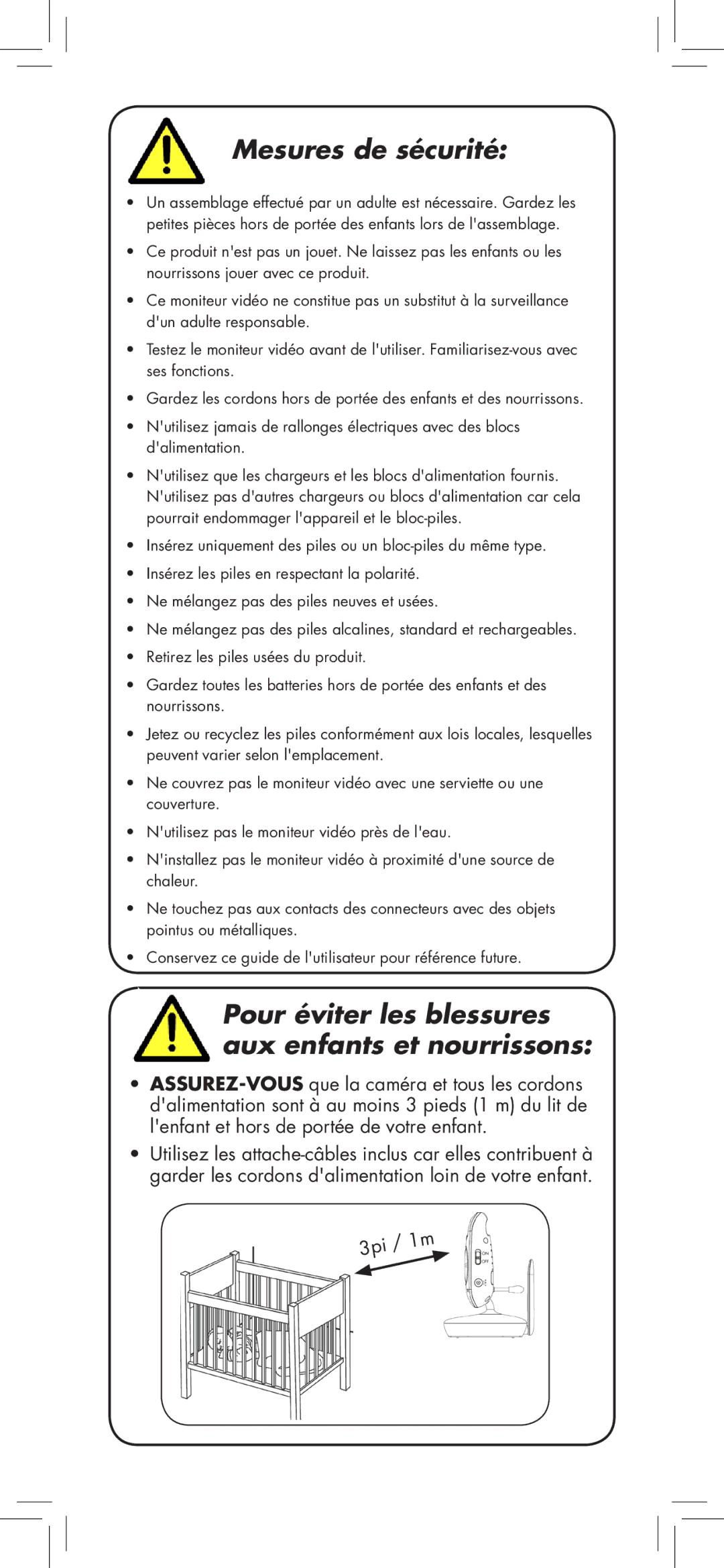 LOREX Technology BB2411 manual Mesures de sécurité 