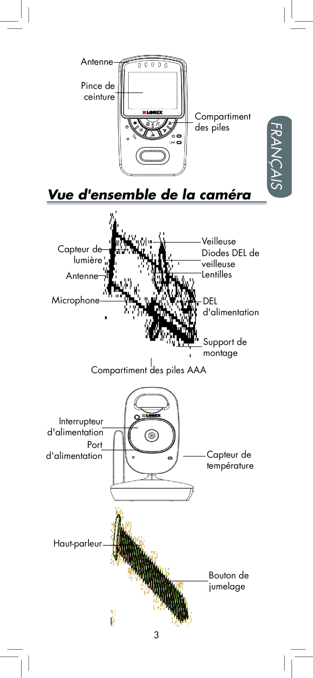 LOREX Technology BB2411 manual Vue densemble de la caméra, Del 