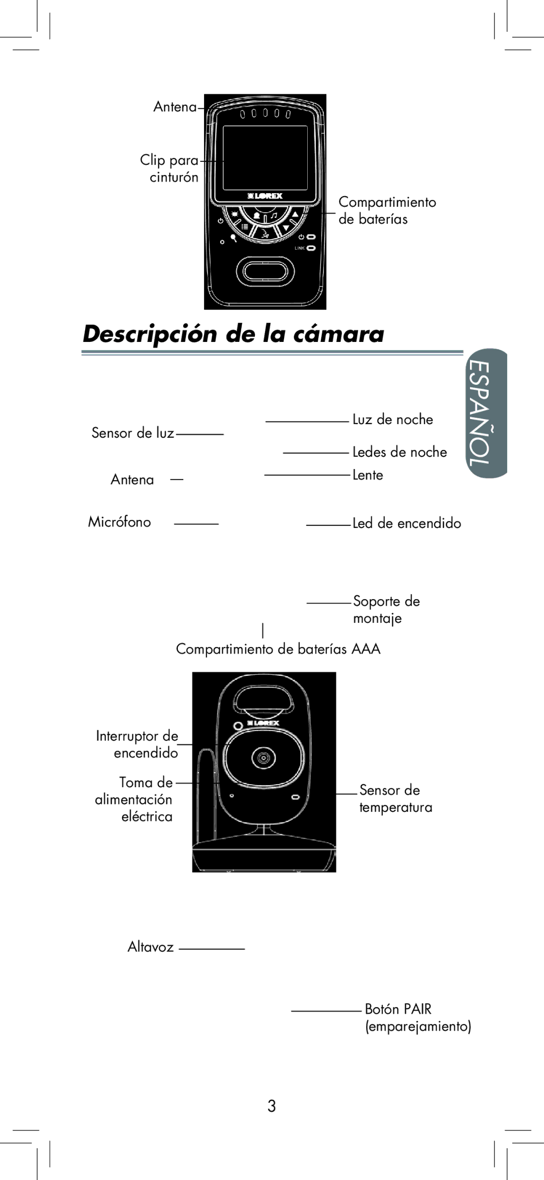 LOREX Technology BB2411 manual Descripción de la cámara 