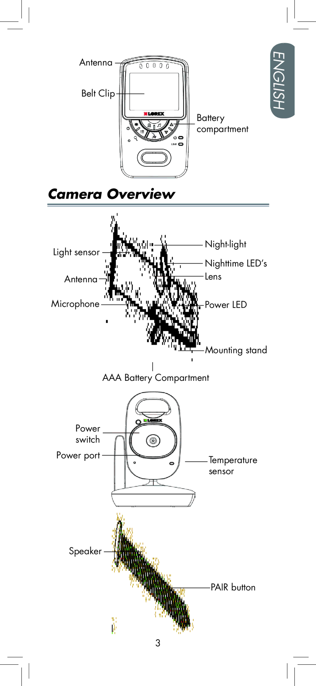 LOREX Technology BB2411 manual English, Camera Overview 