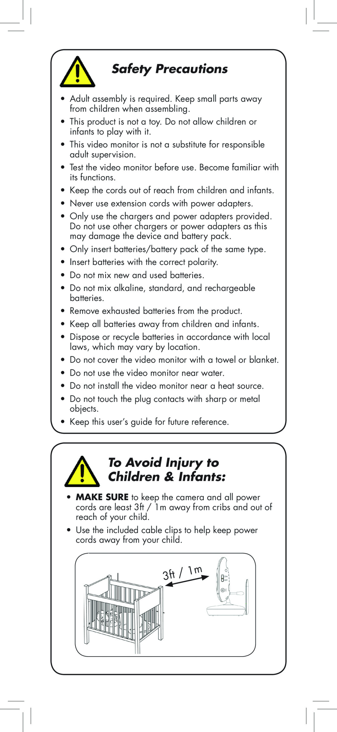 LOREX Technology BB2411 manual Safety Precautions, To Avoid Injury to Children & Infants 