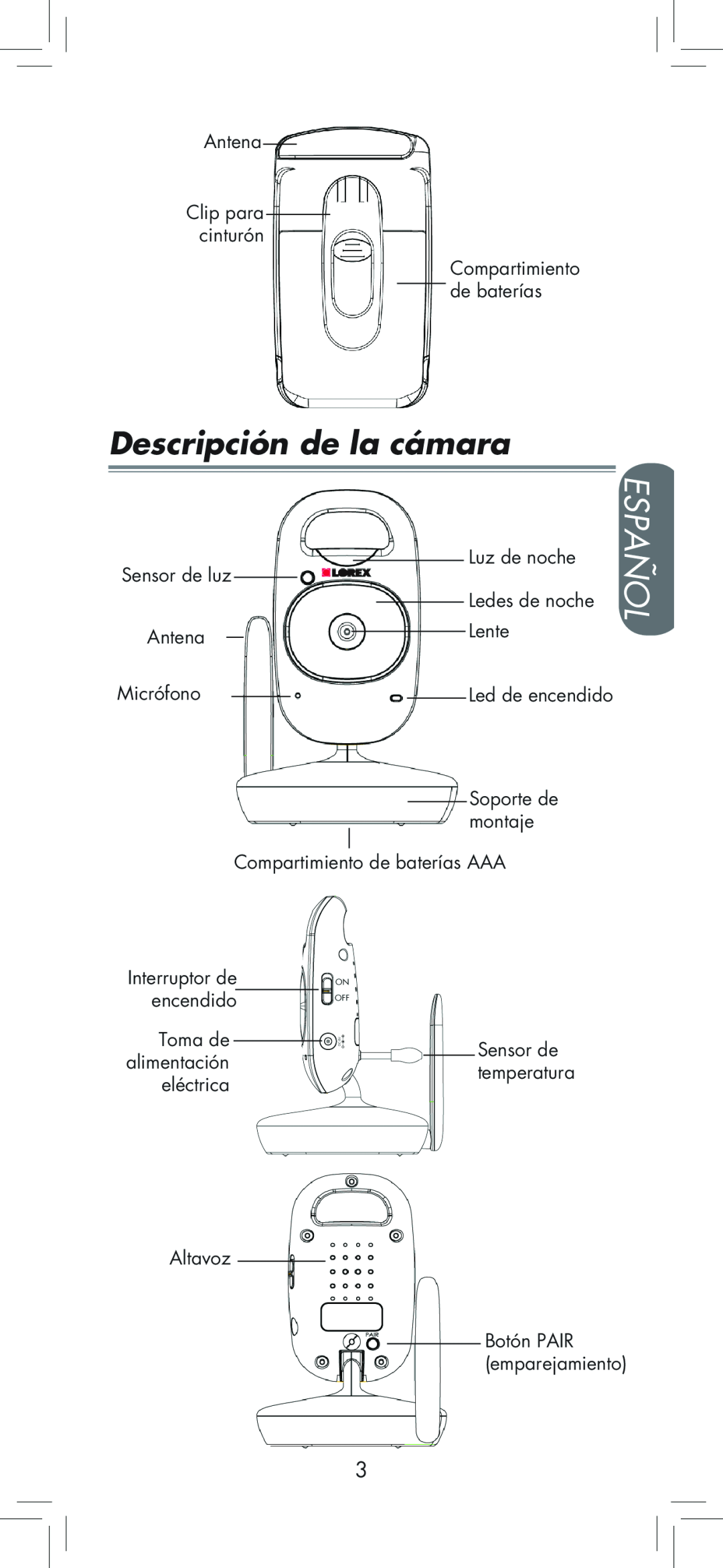 LOREX Technology BB2411 manual Descripción de la cámara, Español 