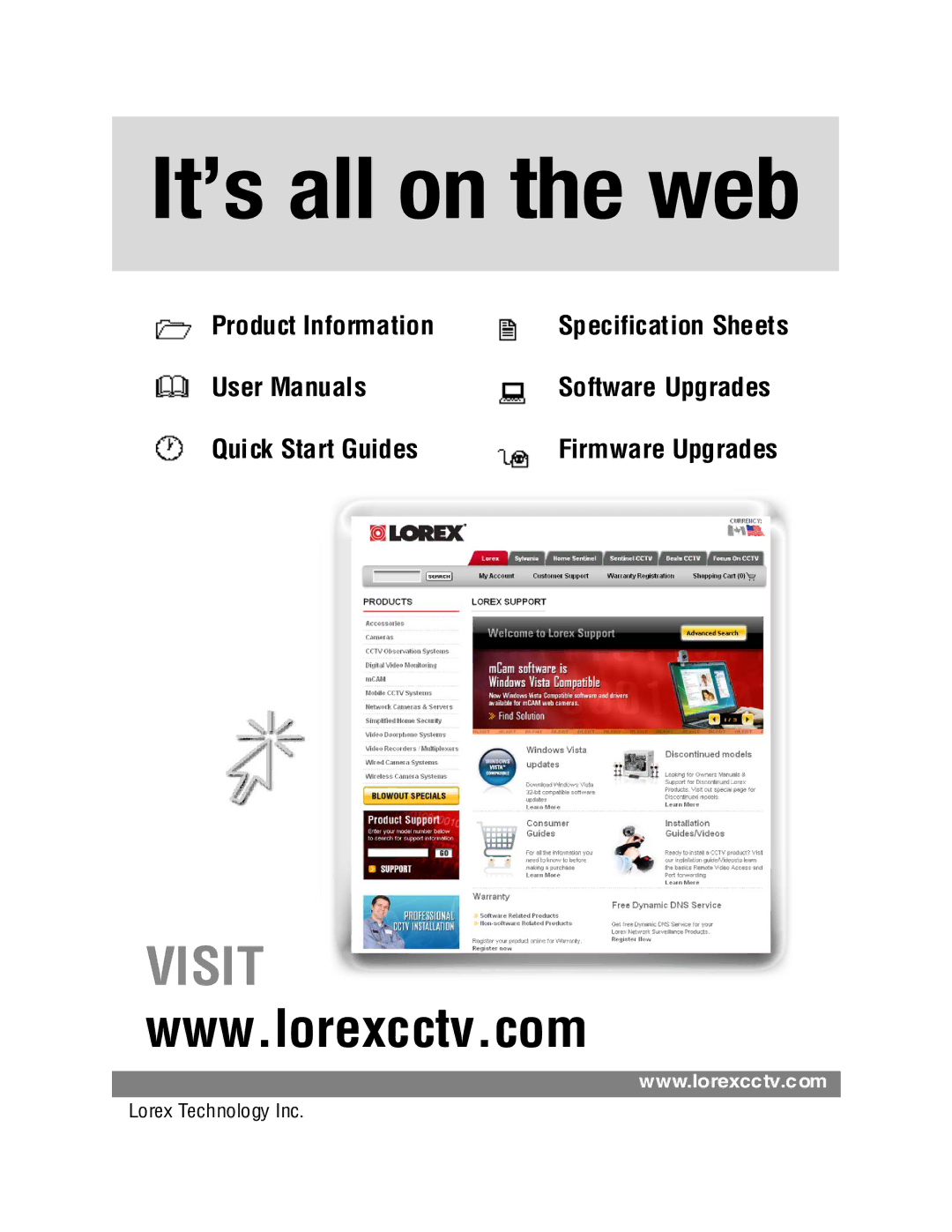 LOREX Technology CVC8001 manual It’s all on the web, Firmware Upgrades 