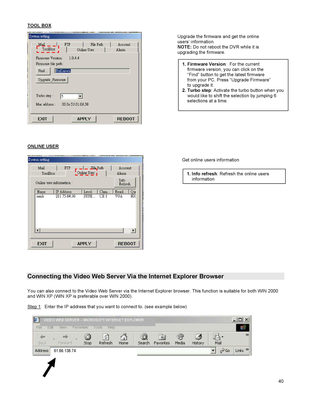 LOREX Technology DGN209 instruction manual Tool BOX, Online User 