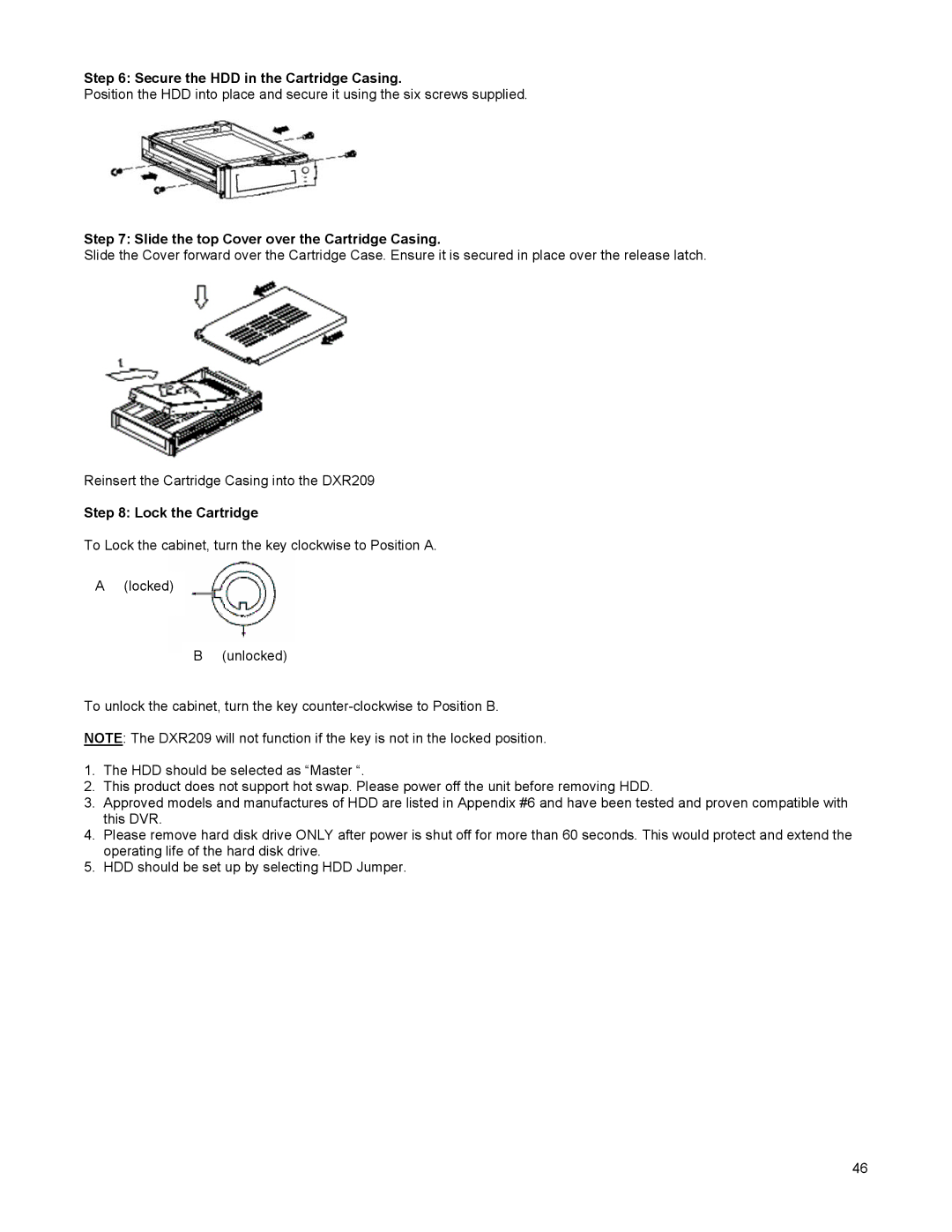 LOREX Technology DGN209 Secure the HDD in the Cartridge Casing, Slide the top Cover over the Cartridge Casing 