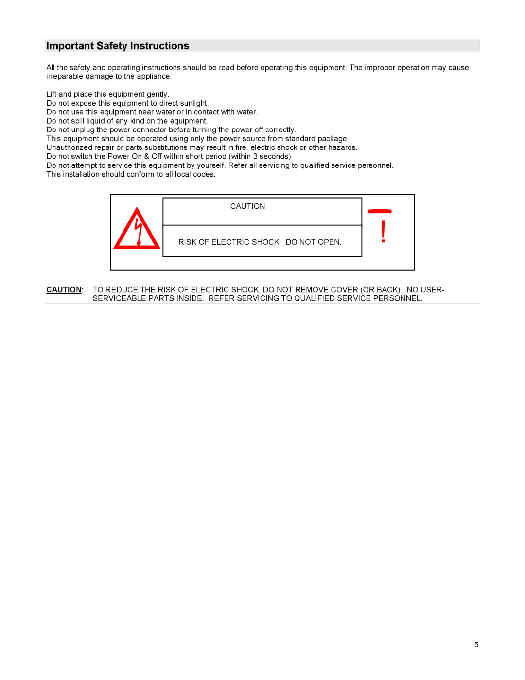 LOREX Technology DGN209 instruction manual Important Safety Instructions, Risk of Electric SHOCK. do not Open 