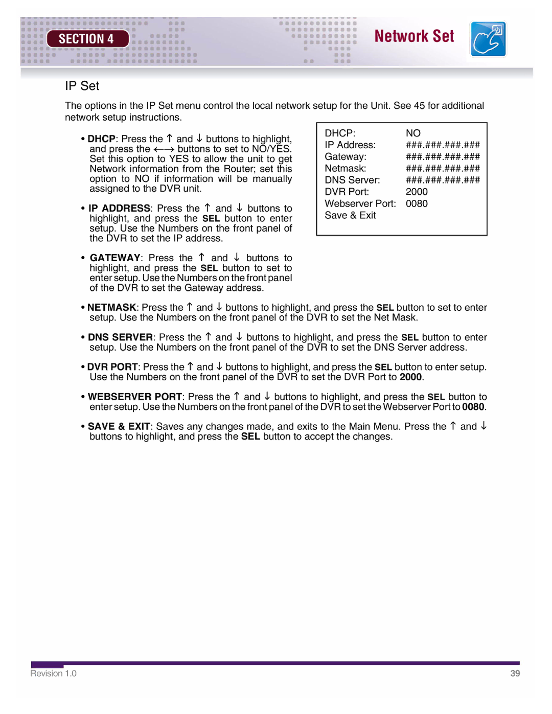 LOREX Technology DHU500 SERIES installation manual IP Set, Dhcp 