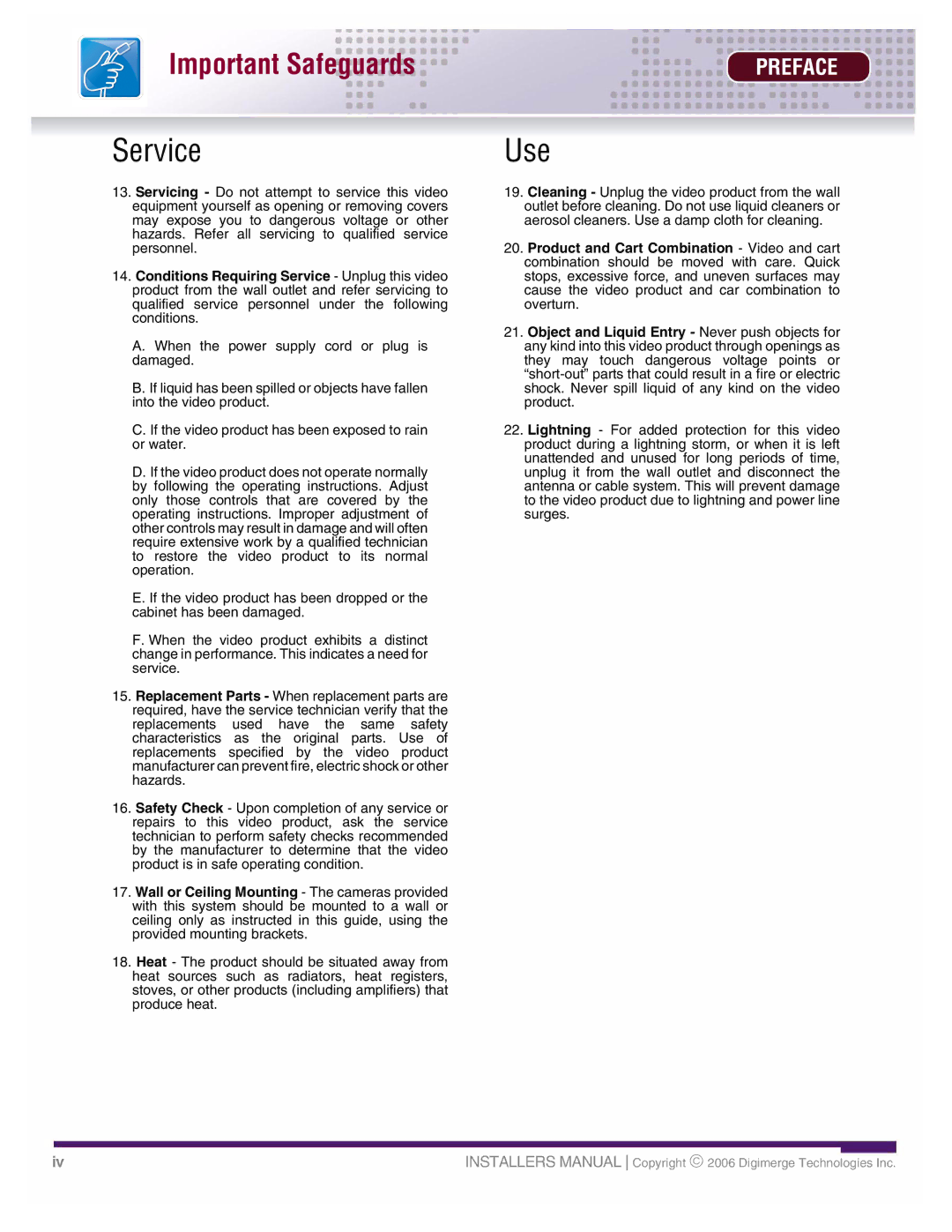 LOREX Technology DHU500 SERIES installation manual ServiceUse 