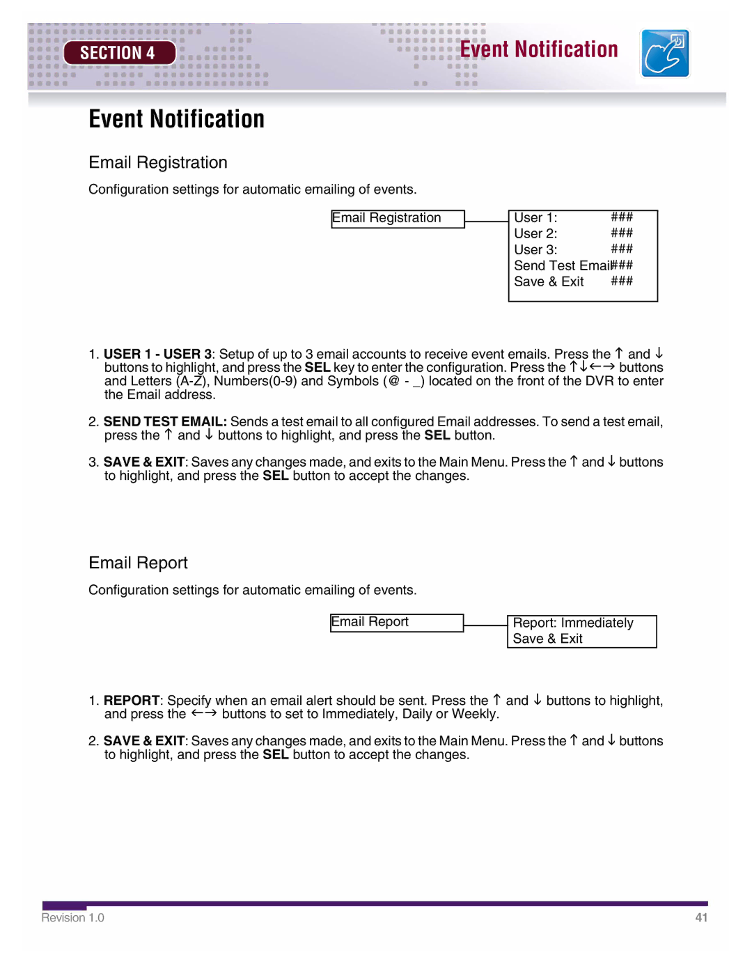 LOREX Technology DHU500 SERIES installation manual Email Registration, Email Report 