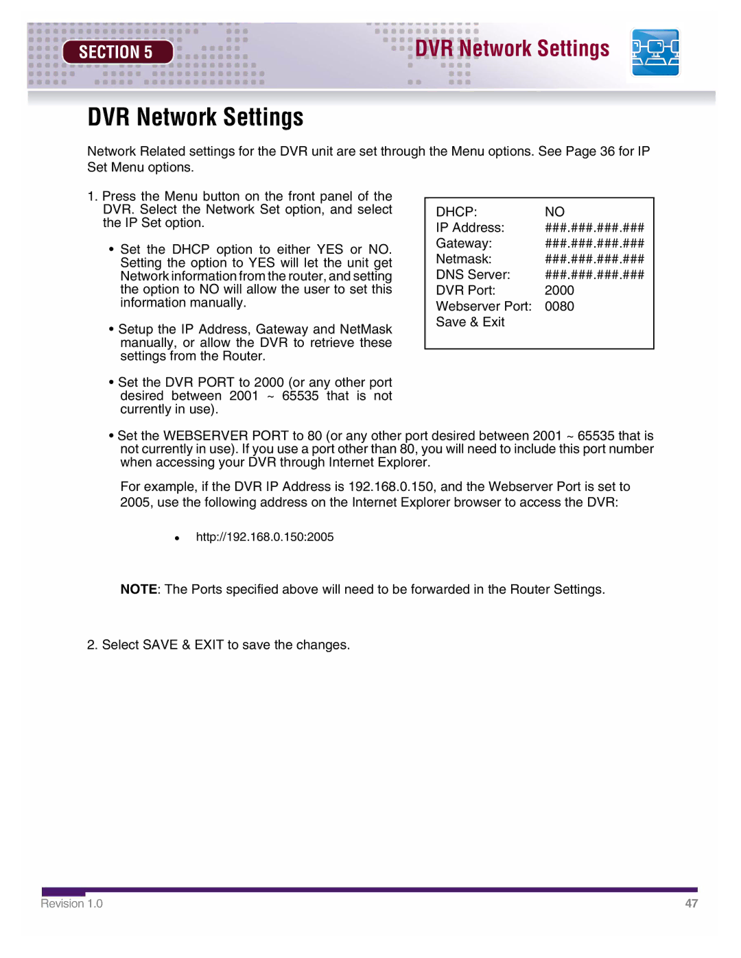 LOREX Technology DHU500 SERIES installation manual DVR Network Settings, Dhcp 