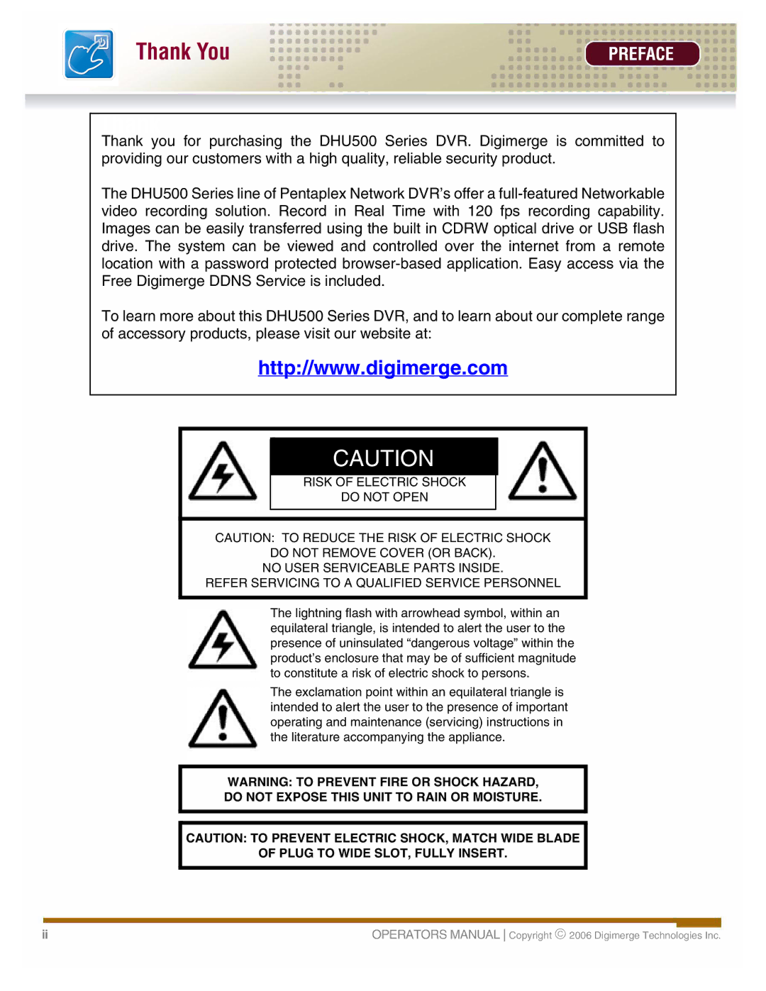 LOREX Technology DHU500 manual Thank 