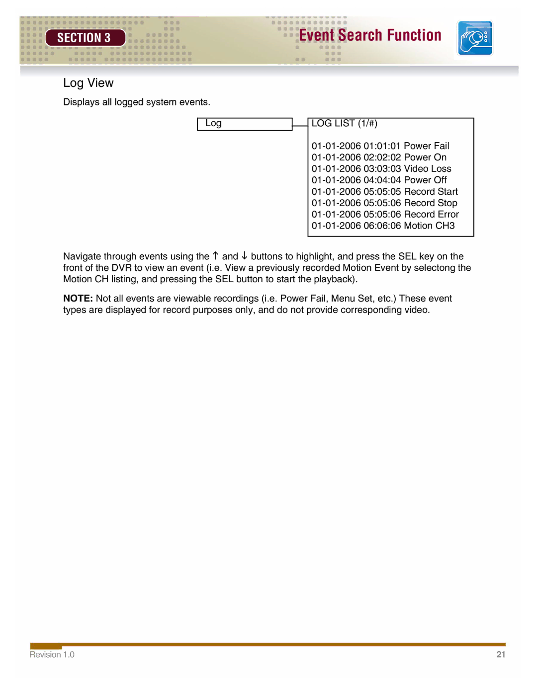 LOREX Technology DHU500 manual Log View 